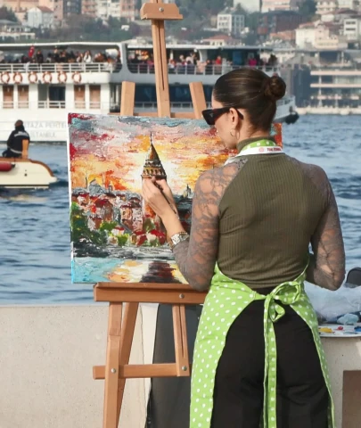 Öğretmenler Kız Kulesi'nden İstanbul'u resmetti