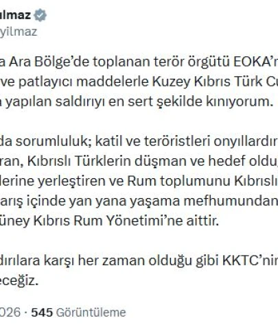 Cevdet Yılmaz: EOKA kalıntılarının saldırısını en sert şekilde kınıyorum