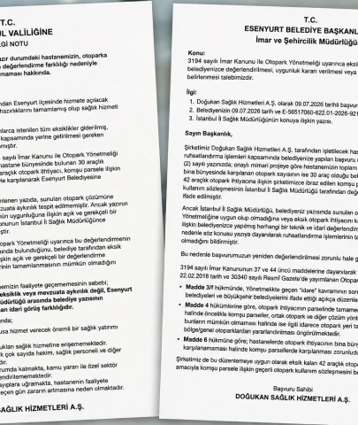 Esenyurt'ta hastane açılışı otopark yazışmasına takıldı