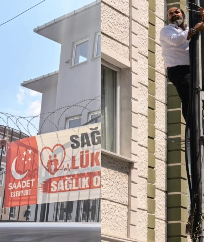 Kemal Aygün’den Sultaniye’de sıra dışı eylem: Elektrik direğine tırmandı, kesilen pankartı tekrar yerine astı!