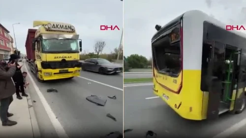 Büyükçekmece'de kamyon İETT otobüsüne çarptı: 9 yaralı