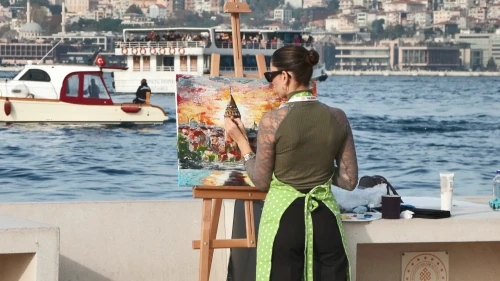 Öğretmenler Kız Kulesi'nden İstanbul'u resmetti