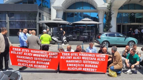 Büyükçekmece'de otel çalışanları hakkını istiyor