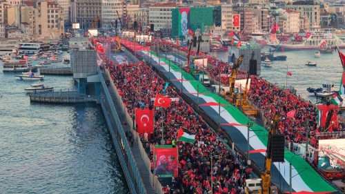 İstanbul'da büyük Gazze yürüyüşü