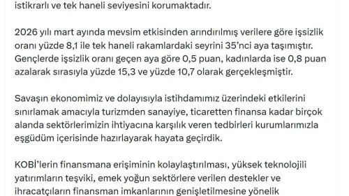 Cevdet Yılmaz: İşsizliği azaltmayı ve toplumsal refahı artırmayı amaçlıyoruz