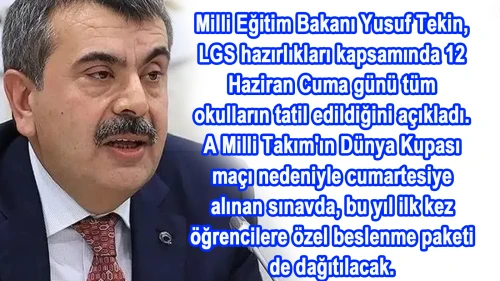 Milli Eğitim Bakanı Yusuf Tekin açıkladı: Cuma günü okullar tatil edildi!