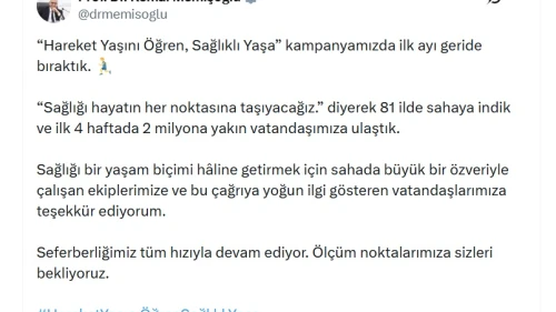 Sağlık Bakanı: "Hareket Yaşını Öğren, Sağlıklı Yaşa" kampanyasında 2 milyon vatandaşa ulaşıldı.