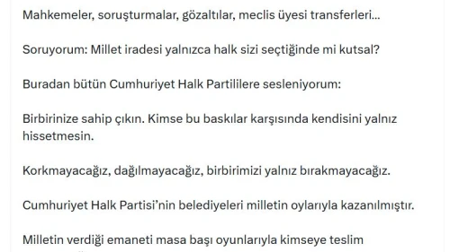 Kılıçdaroğlu: Milletin verdiği emaneti masa başı oyunlarıyla kimseye teslim etmeyeceğiz