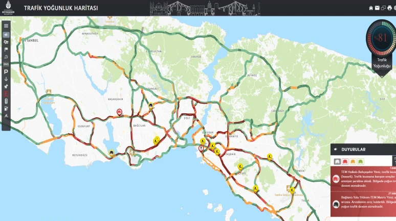 İstanbul'da trafik yoğunluğu yüzde 81'e ulaştı