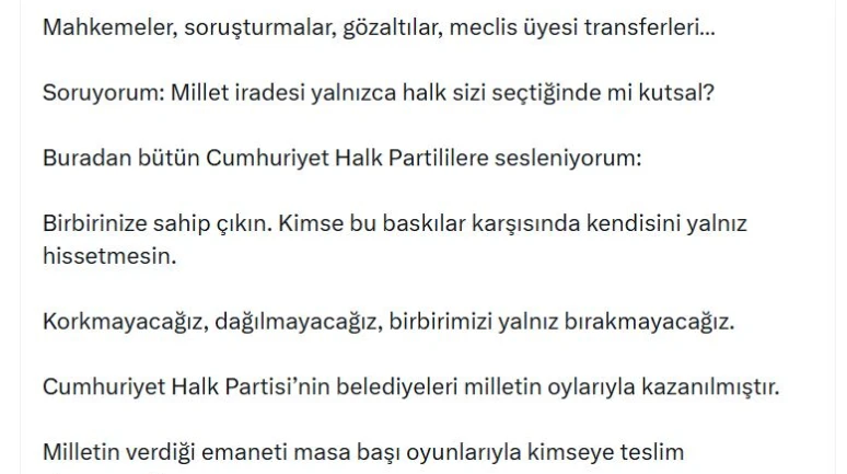 Kılıçdaroğlu: Milletin verdiği emaneti masa başı oyunlarıyla kimseye teslim etmeyeceğiz