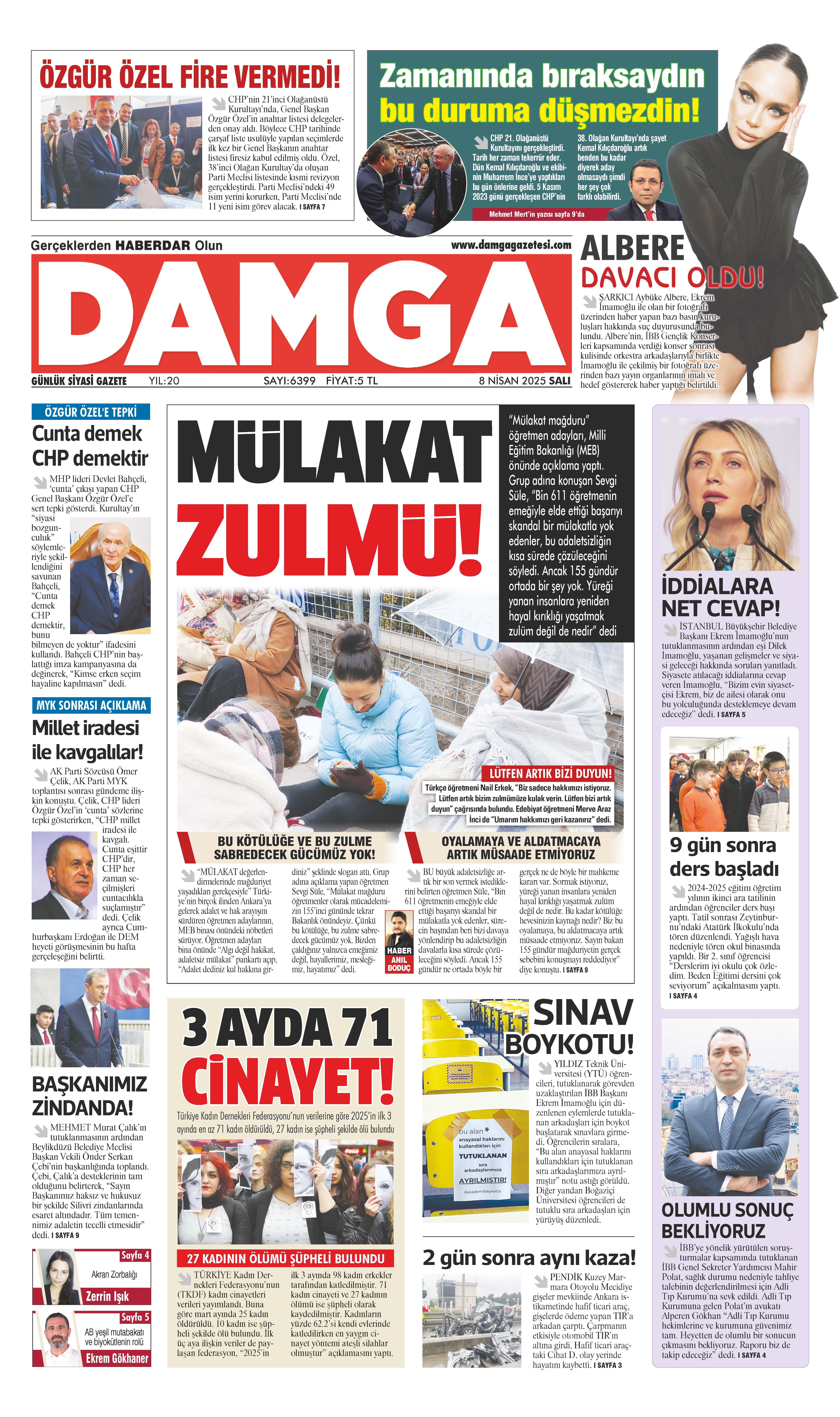 https://www.damgagazetesi.com/DAMGA 08 Nisan 2025 Salı Sayfaları