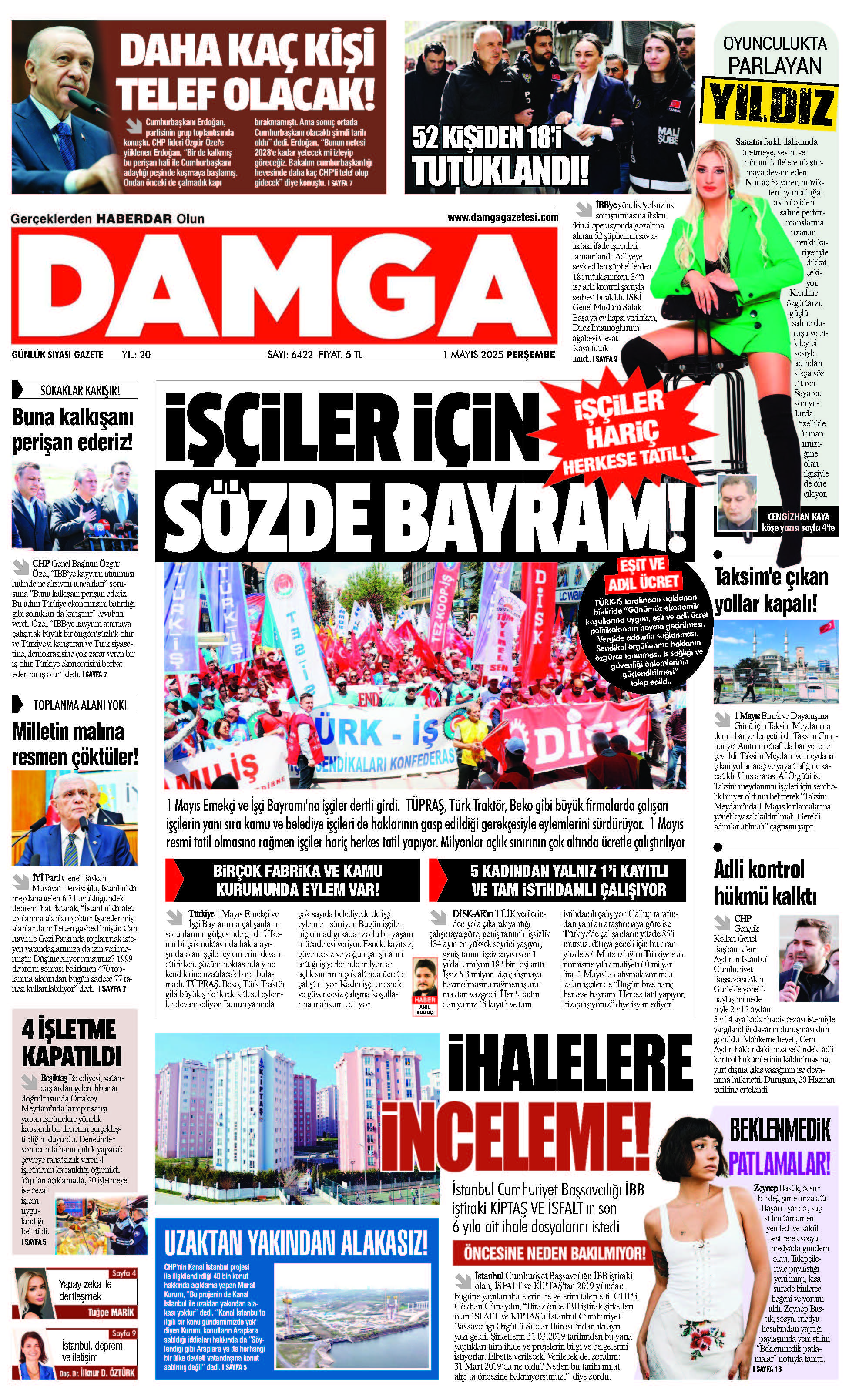 https://www.damgagazetesi.com/DAMGA 1 Mayıs 2025 Perşembe Sayfaları
