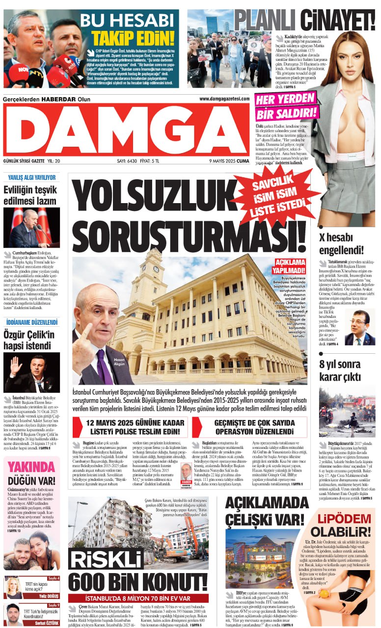 https://www.damgagazetesi.com/DAMGA 9 Mayıs 2025 Cuma Sayfaları