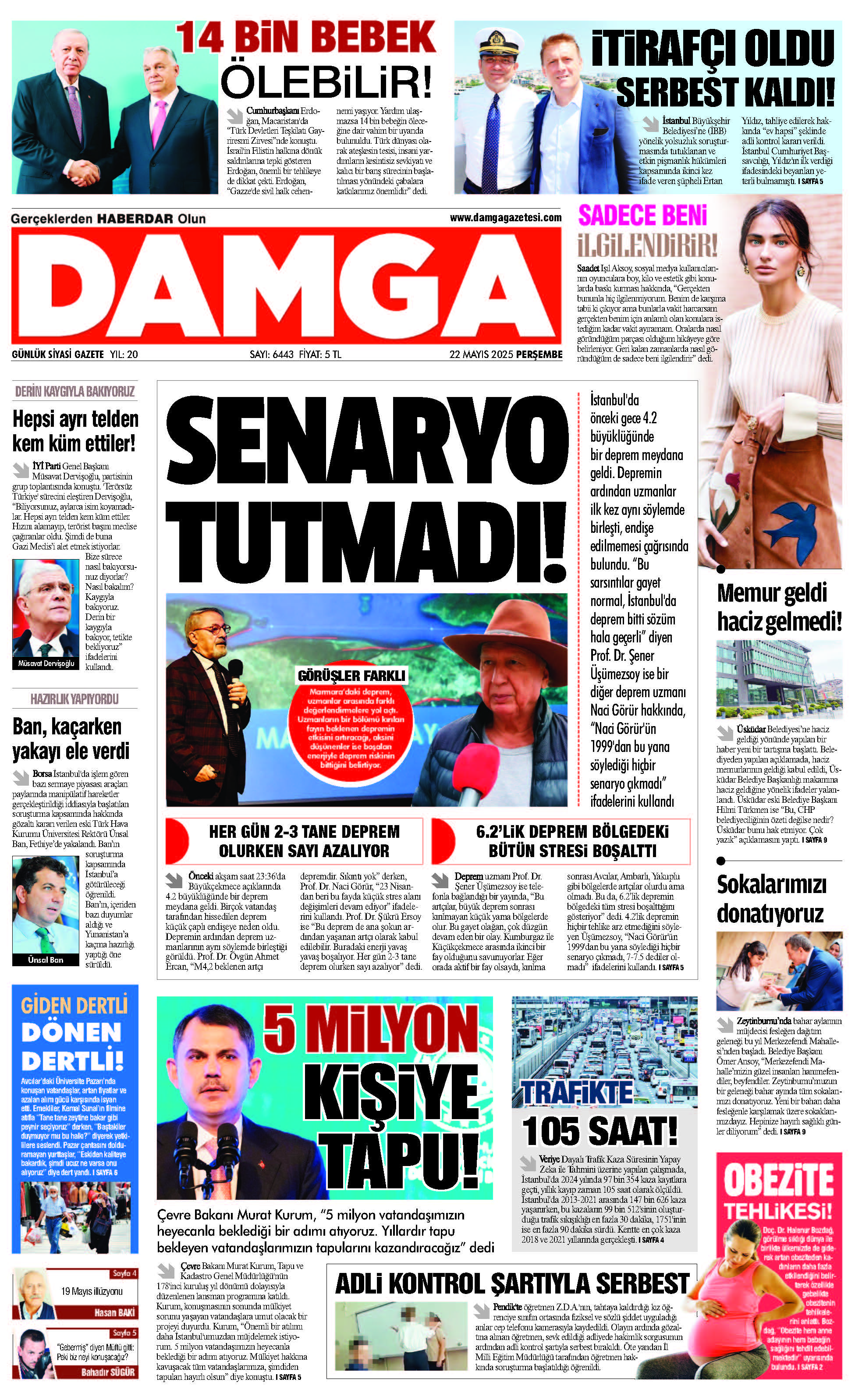 https://www.damgagazetesi.com/DAMGA 22 Mayıs 2025 Perşembe Sayfaları