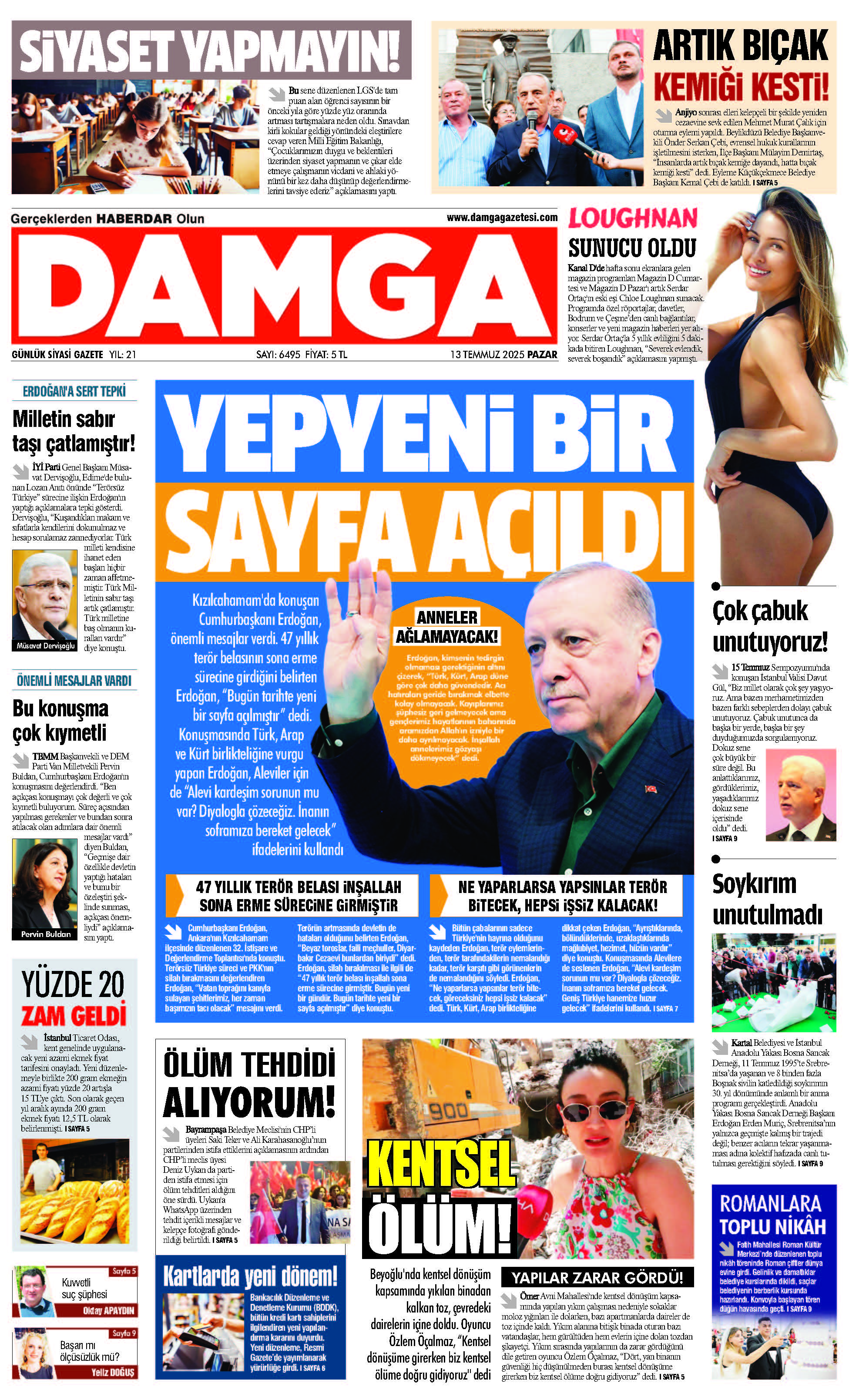 https://www.damgagazetesi.com/DAMGA 13 Temmuz 2025 Pazar  Sayfaları