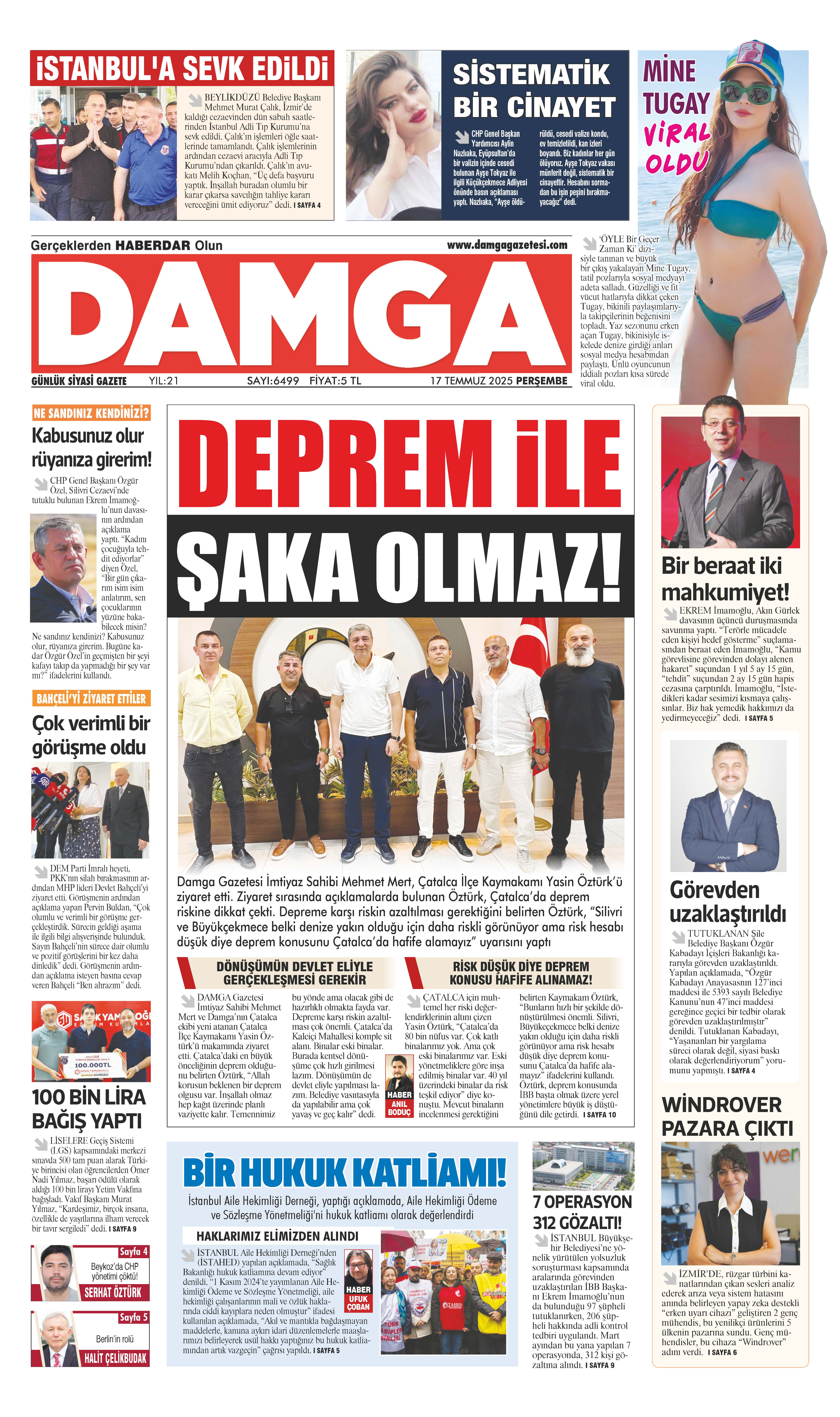 https://www.damgagazetesi.com/DAMGA 17 Temmuz 2025 Perşembe Sayfaları