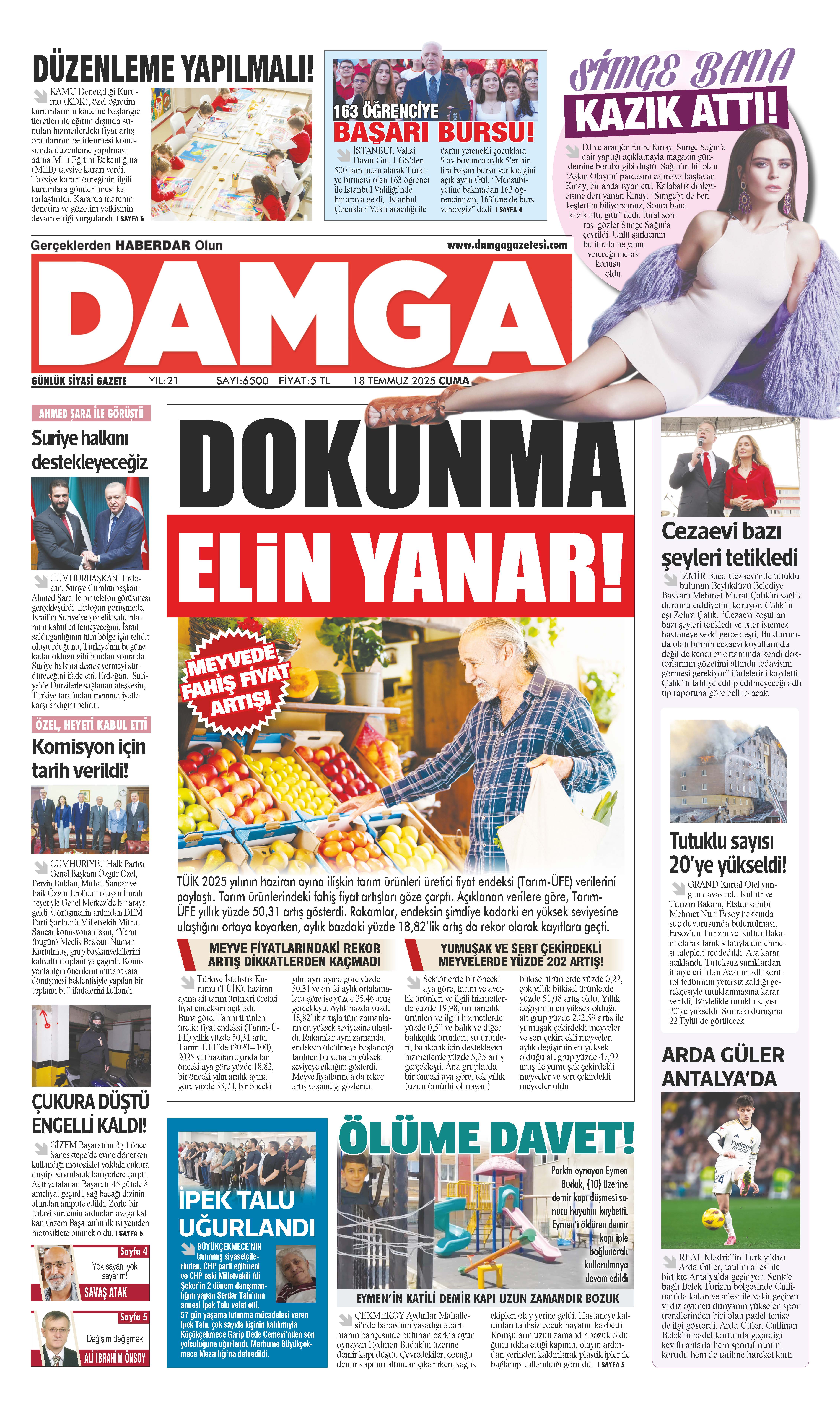 https://www.damgagazetesi.com/DAMGA 18 Temmuz 2025 Cuma Sayfaları