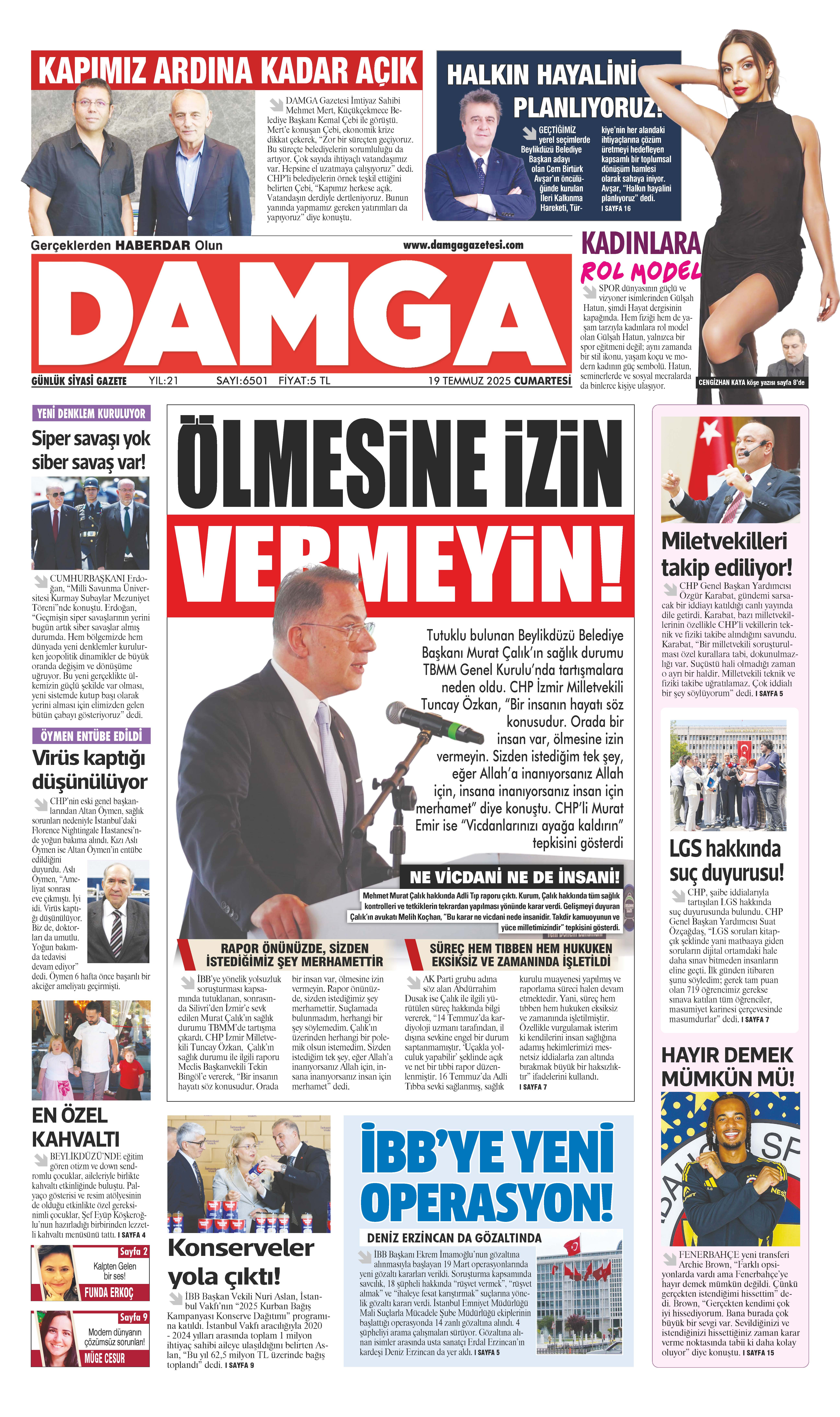 https://www.damgagazetesi.com/DAMGA 19 Temmuz 2025 Cumartesi Sayfaları