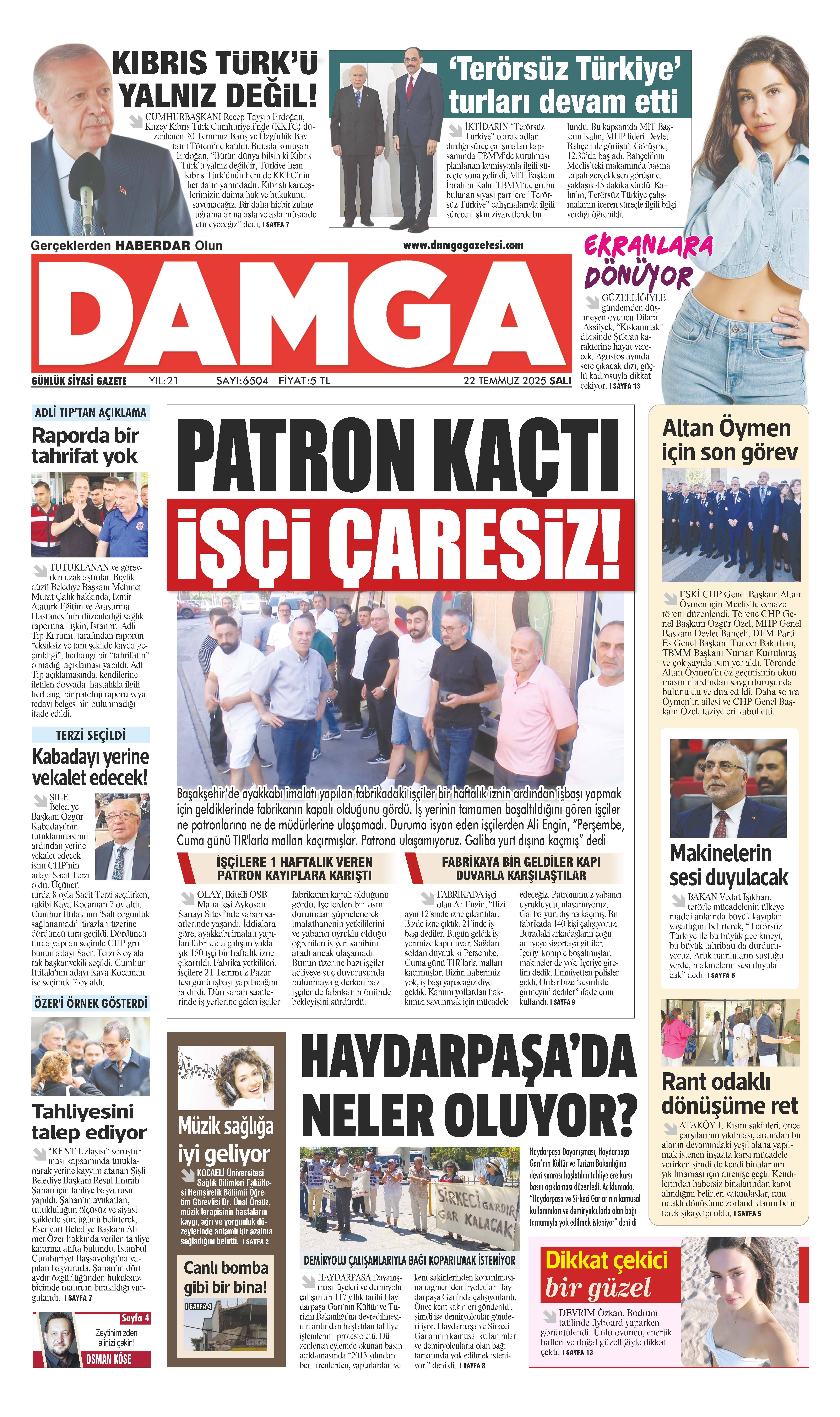 https://www.damgagazetesi.com/DAMGA 22 Temmuz 2025 Salı Sayfaları