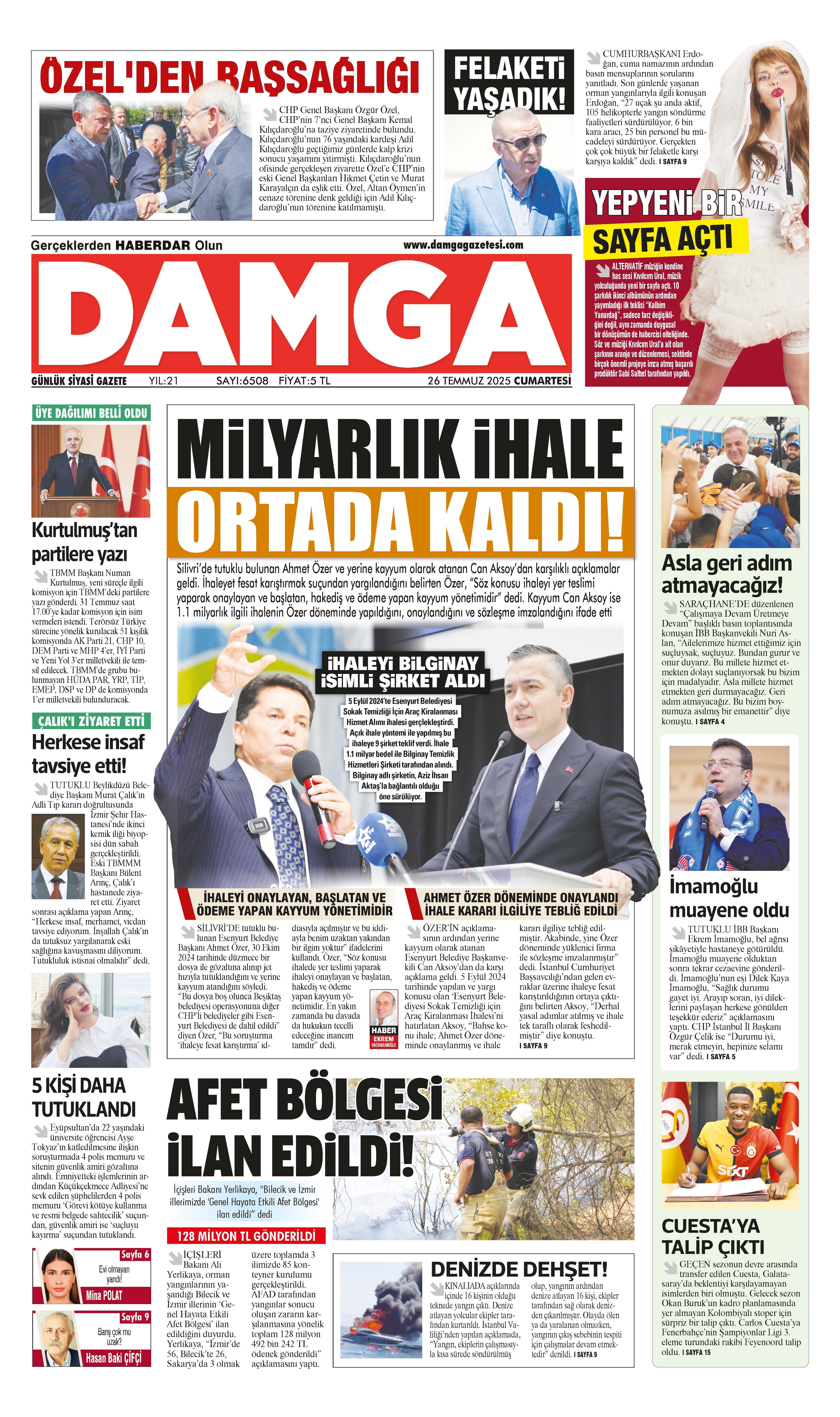 https://www.damgagazetesi.com/DAMGA 26 Temmuz 2025 Cumartesi Sayfaları