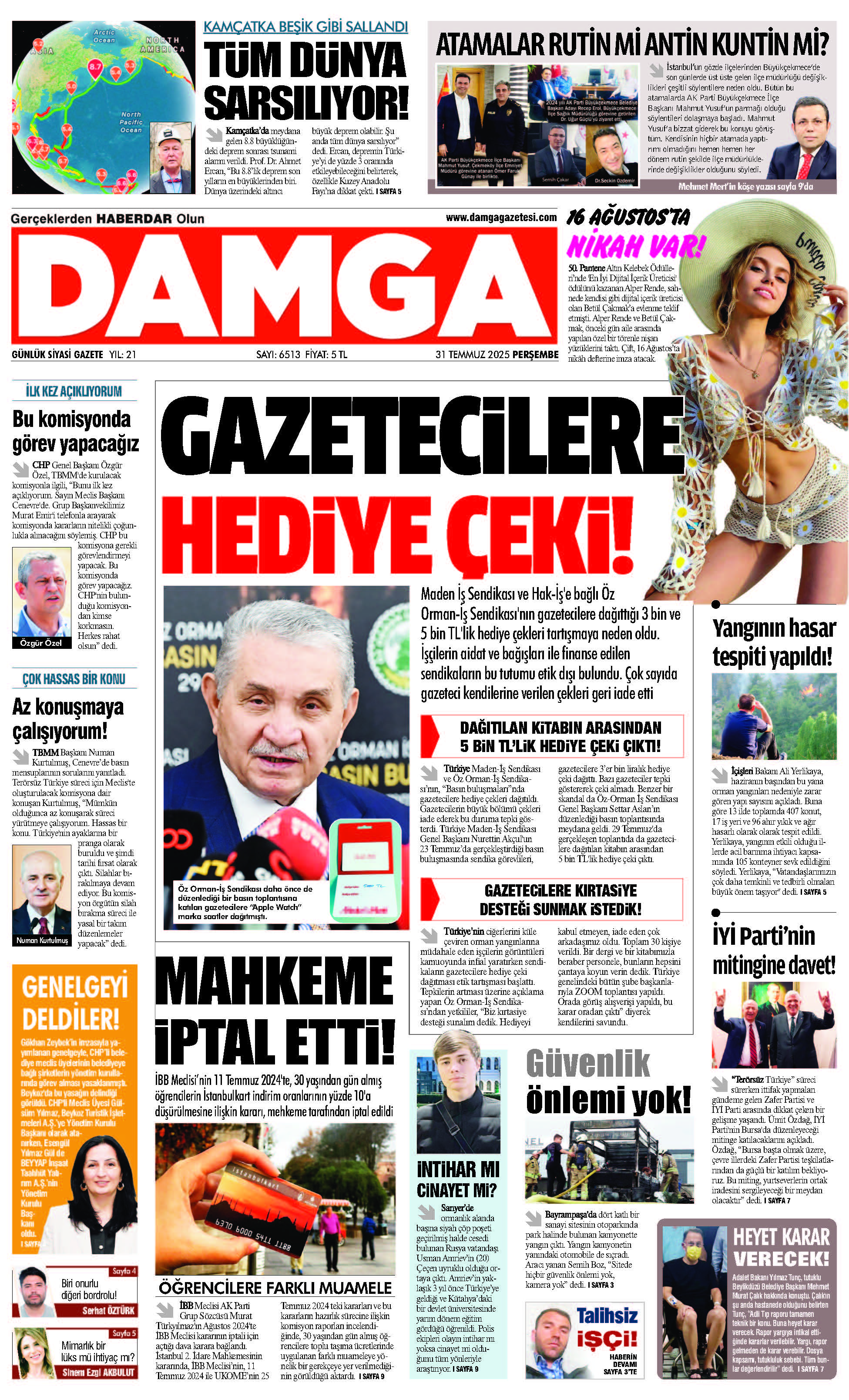 https://www.damgagazetesi.com/DAMGA 31 Temmuz 2025 Perşembe Sayfaları