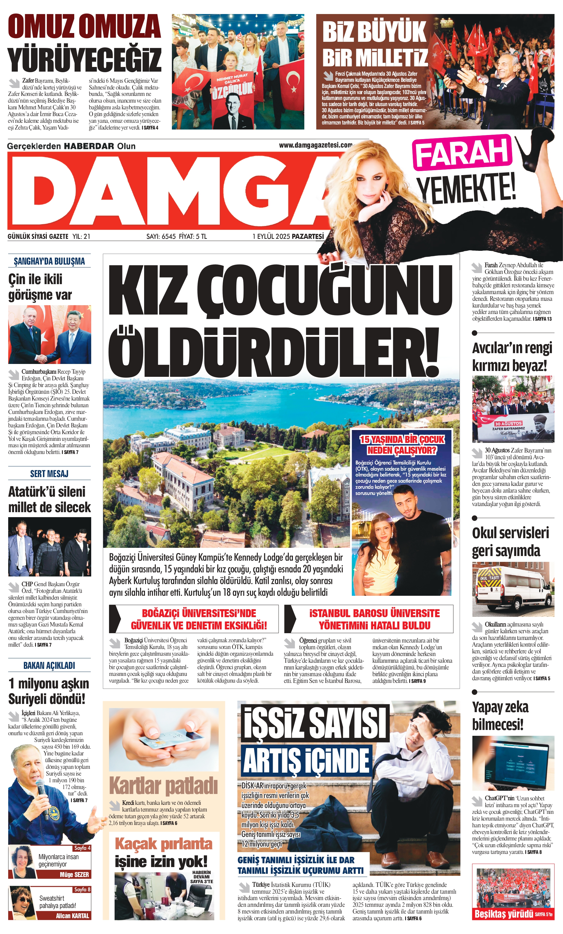 https://www.damgagazetesi.com/DAMGA 1 Eylül Pazartesi Sayfaları