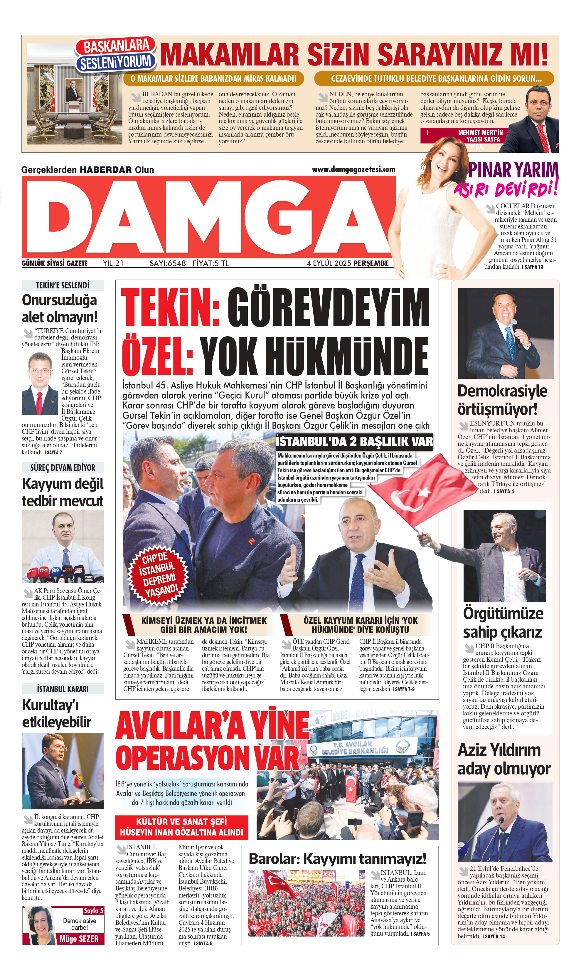 https://www.damgagazetesi.com/DAMGA 4 Eylül Perşembe Sayfaları