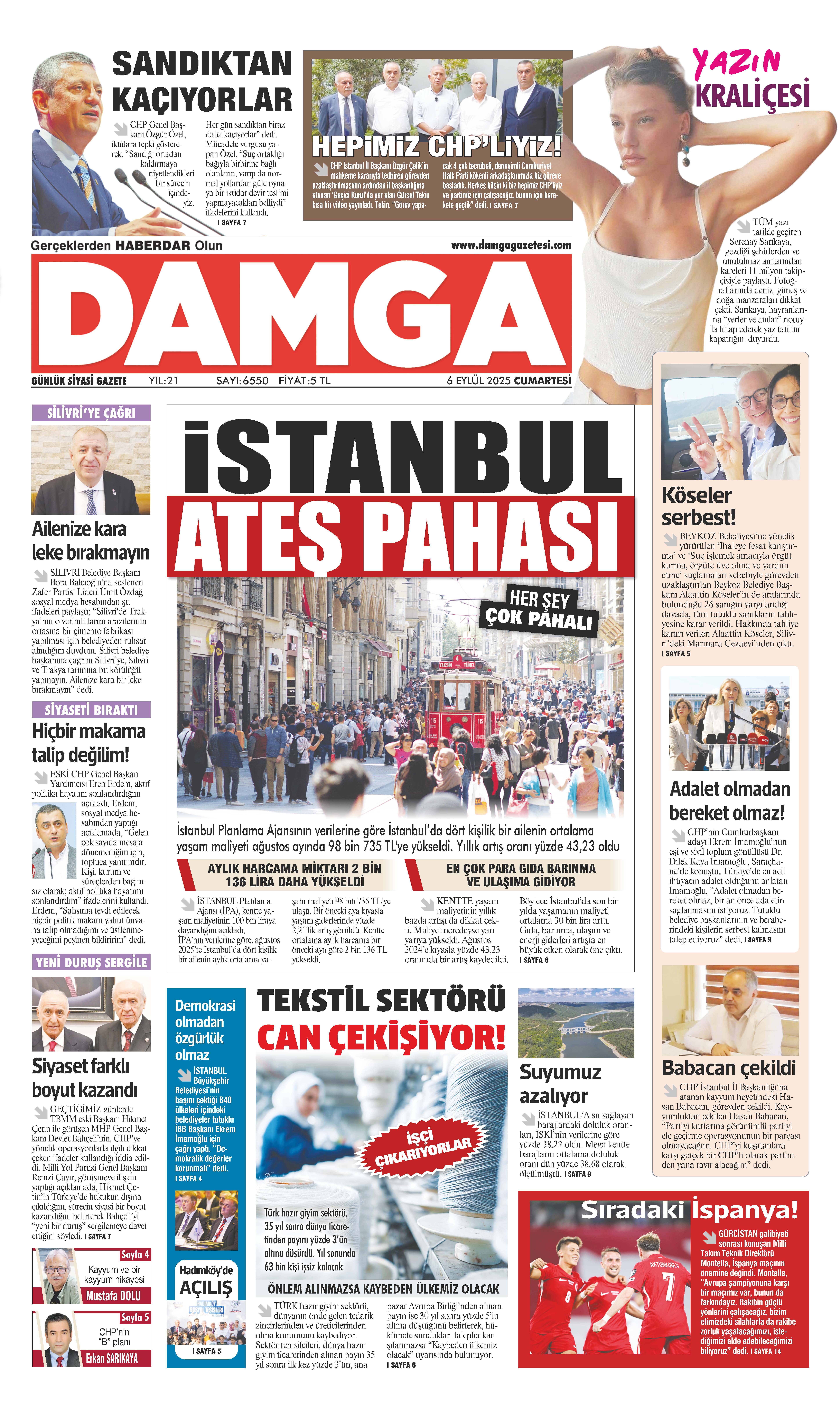 https://www.damgagazetesi.com/DAMGA 6 Eylül Cumartesi Sayfaları