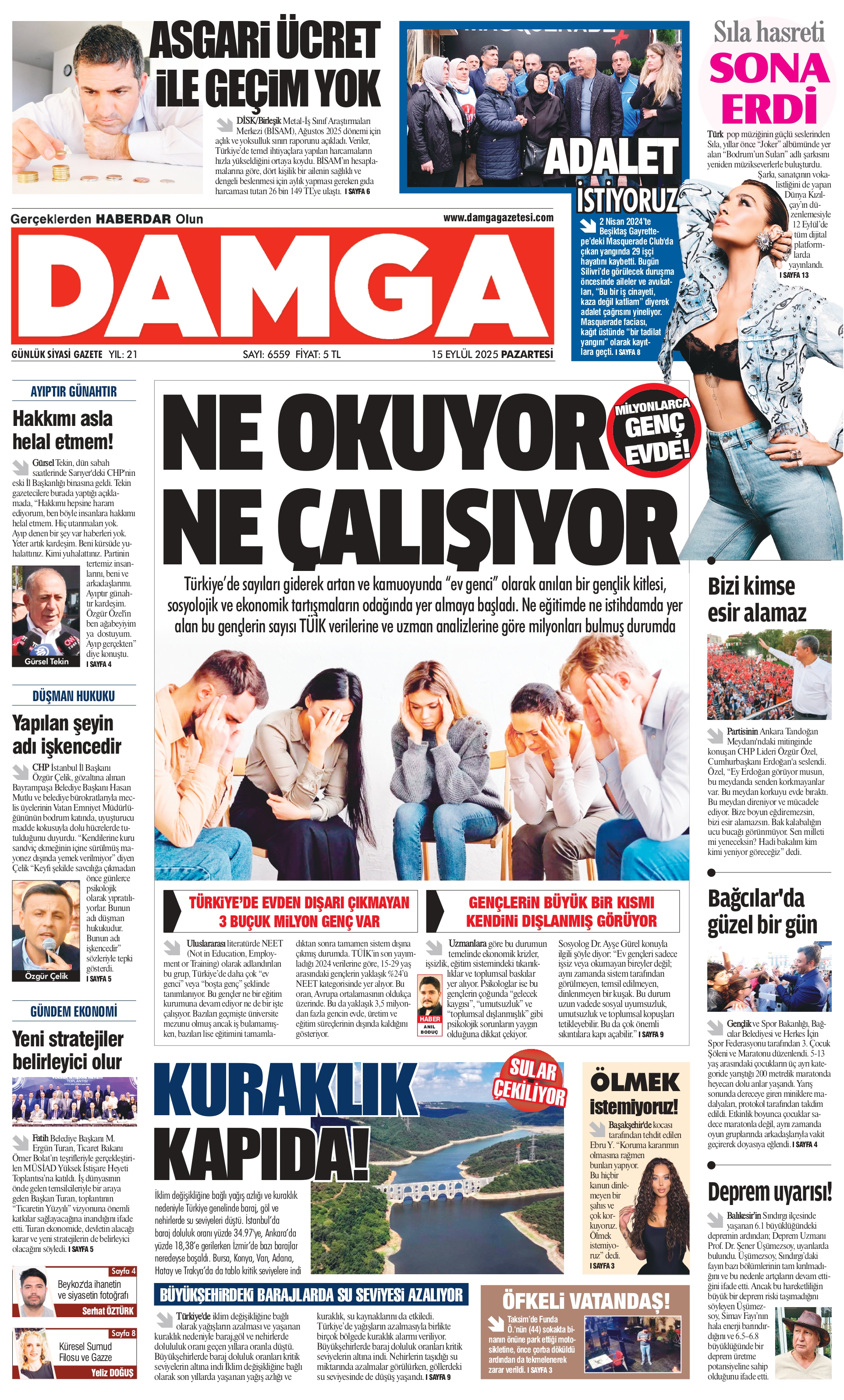 https://www.damgagazetesi.com/DAMGA 15 Eylül Pazartesi Sayfaları