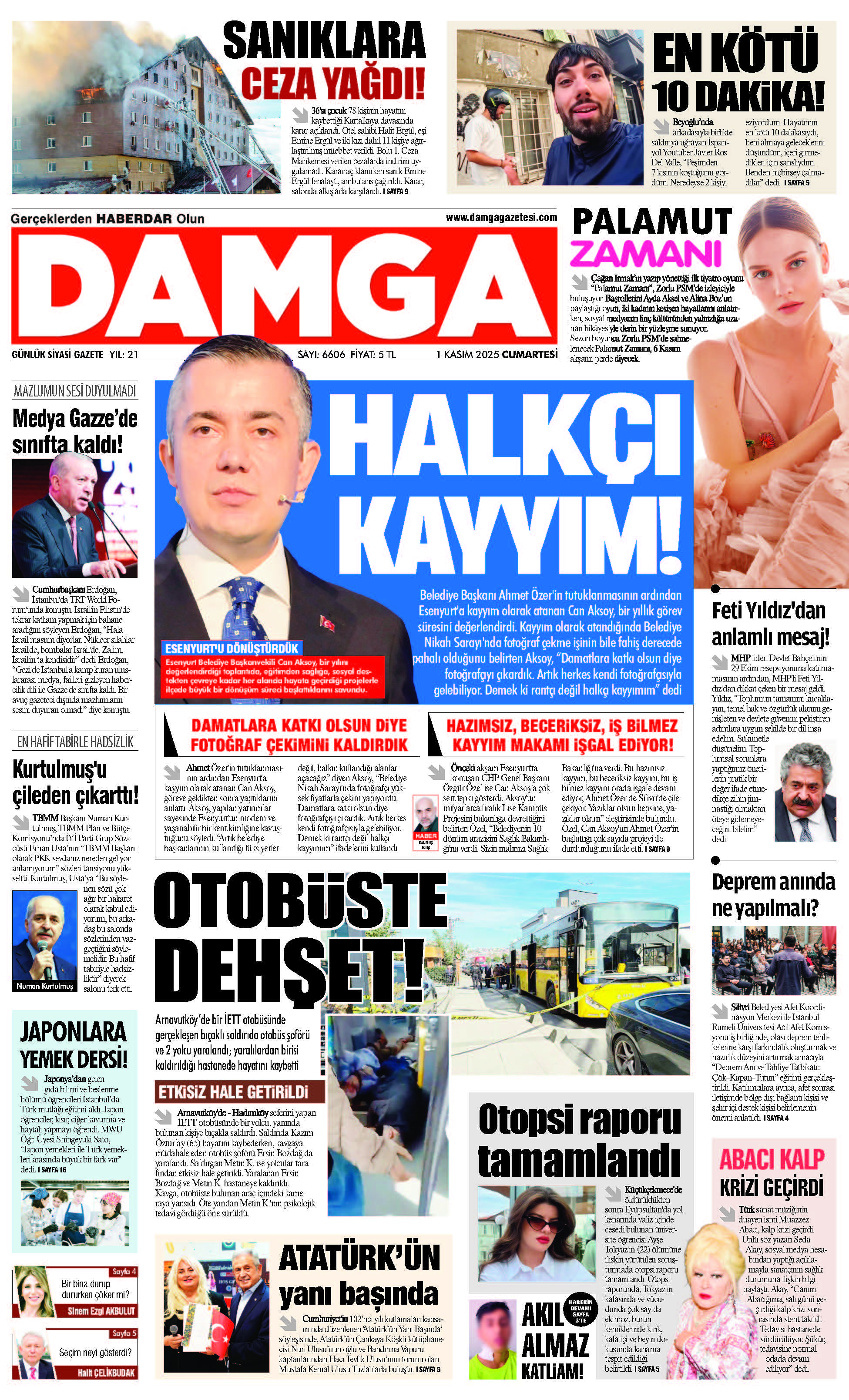 https://www.damgagazetesi.com/DAMGA 1 Kasım Cumartesi Sayfaları