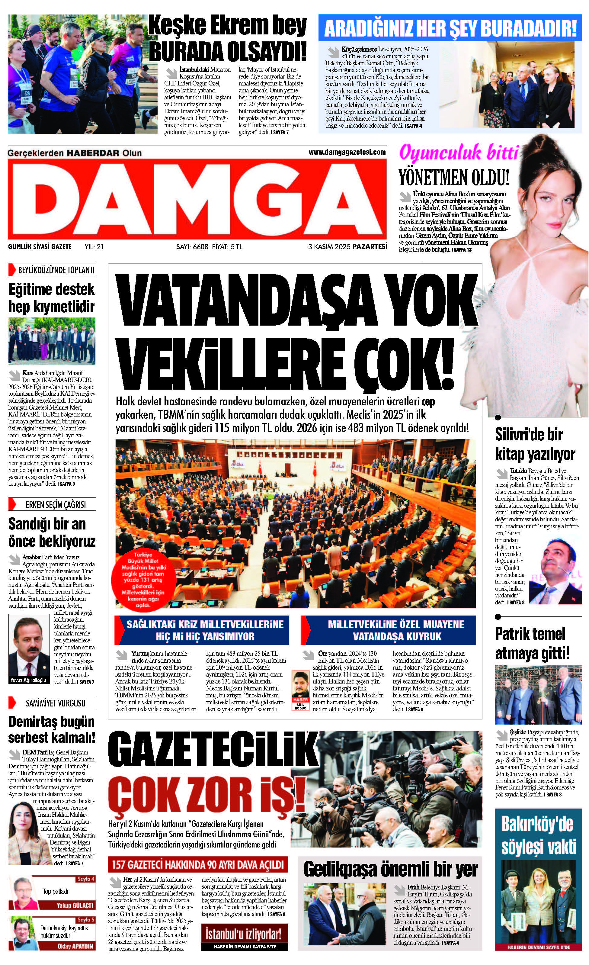 https://www.damgagazetesi.com/DAMGA 3 Kasım Pazartesi Sayfaları