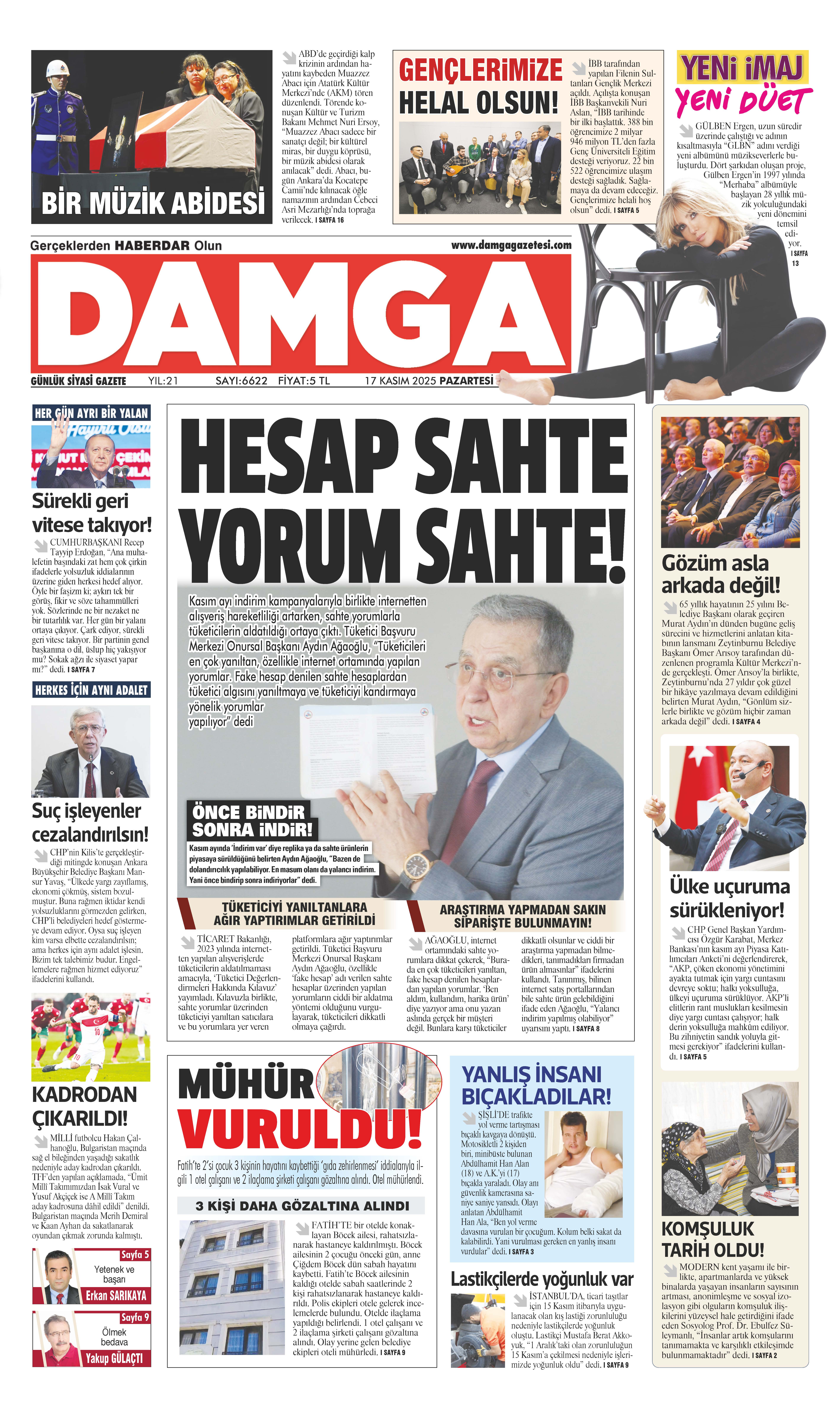 https://www.damgagazetesi.com/DAMGA 17 Kasım Pazartesi Sayfaları