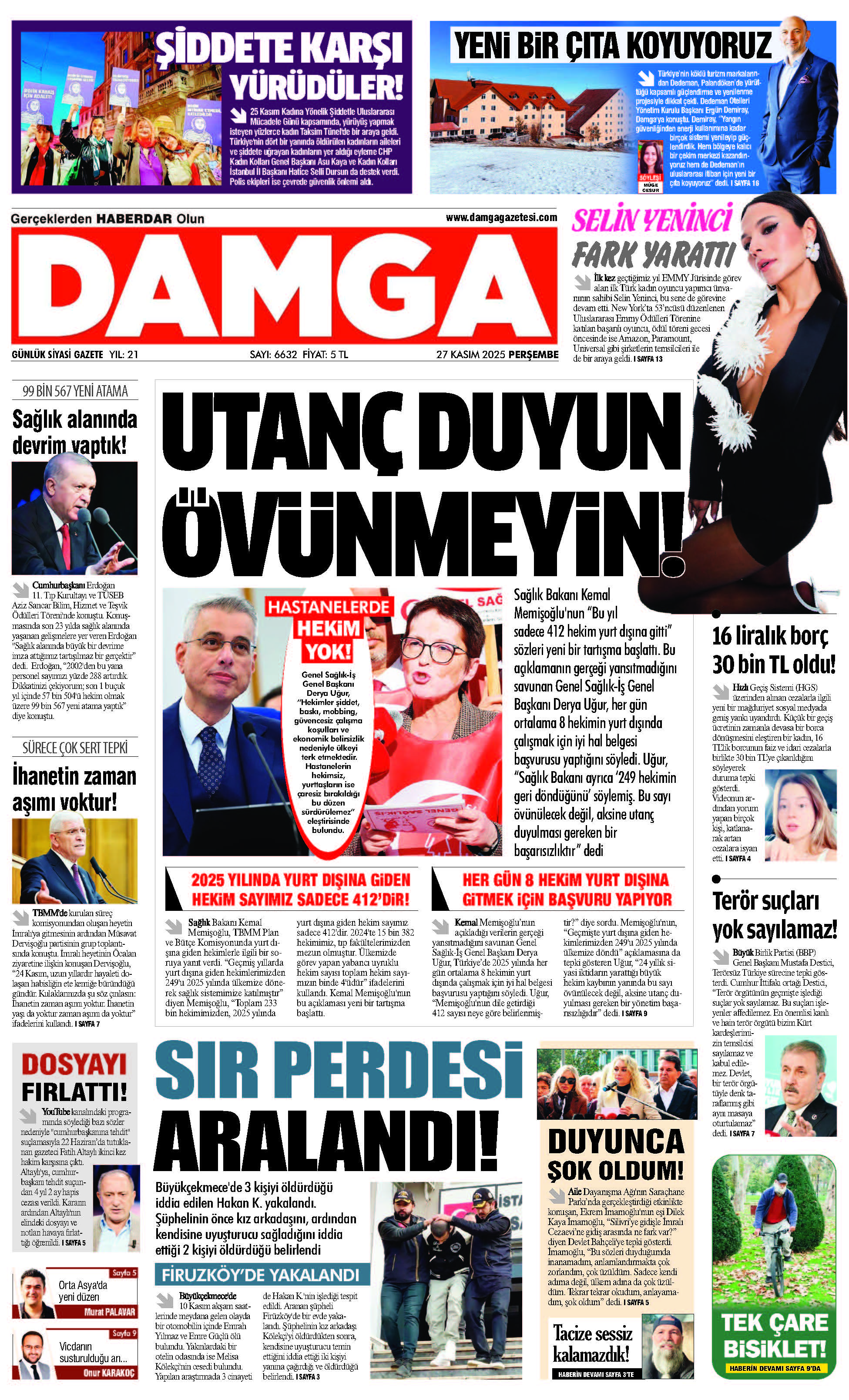 https://www.damgagazetesi.com/DAMGA 27 Kasım Perşembe Sayfaları