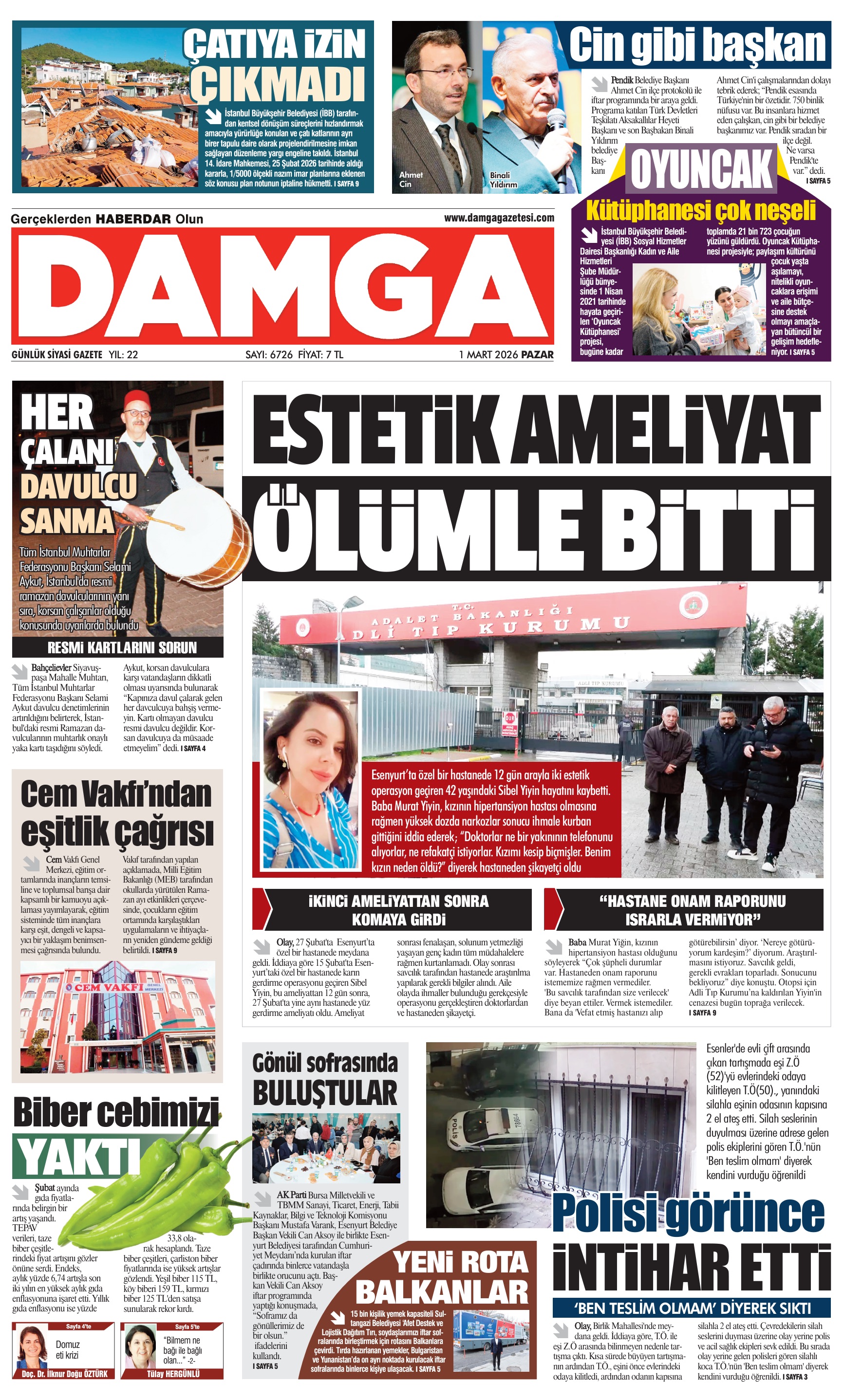https://www.damgagazetesi.com/DAMGA 1 Mart Pazar Sayfaları
