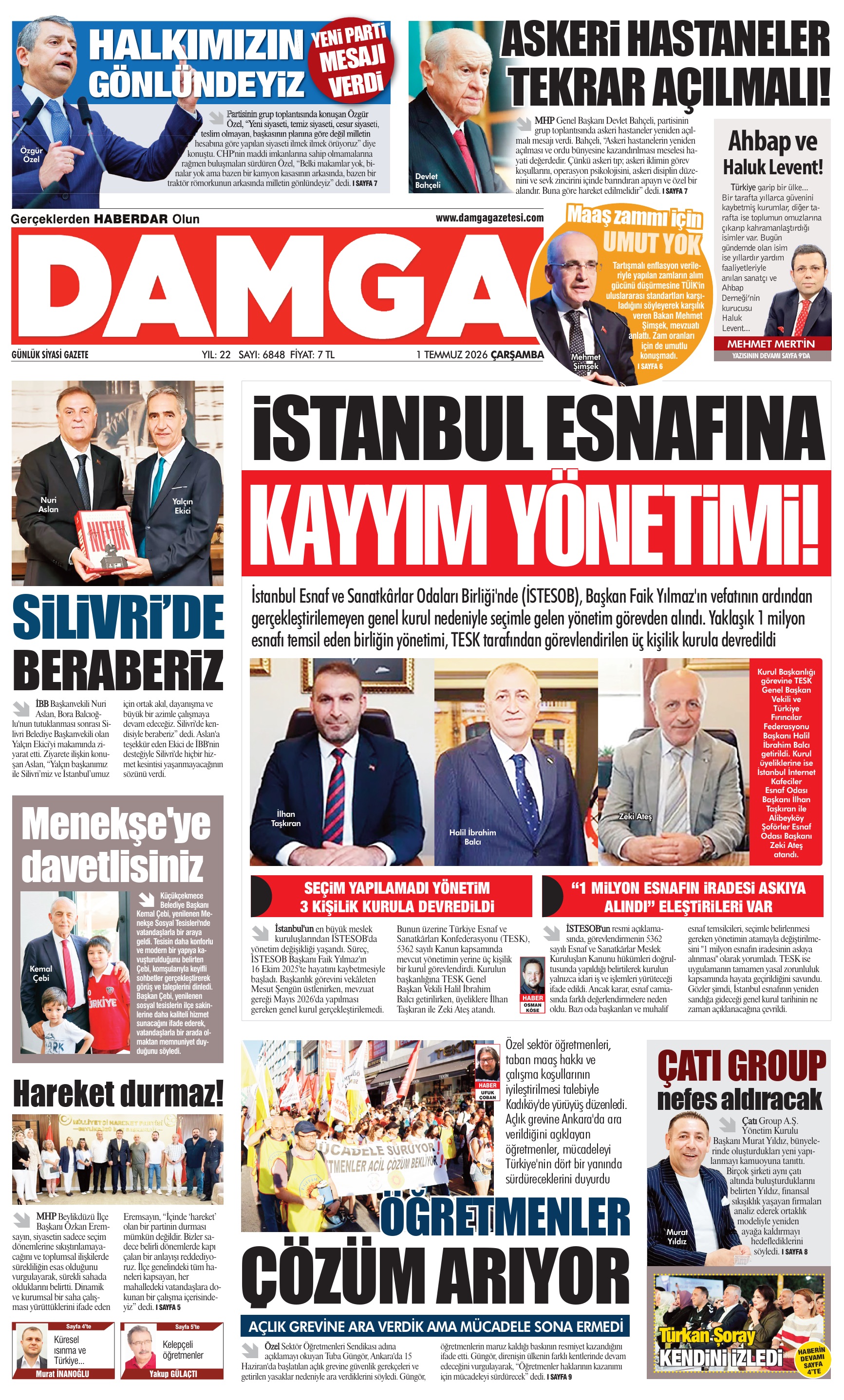 https://www.damgagazetesi.com/DAMGA 1 Temmuz Çarşamba Sayfaları