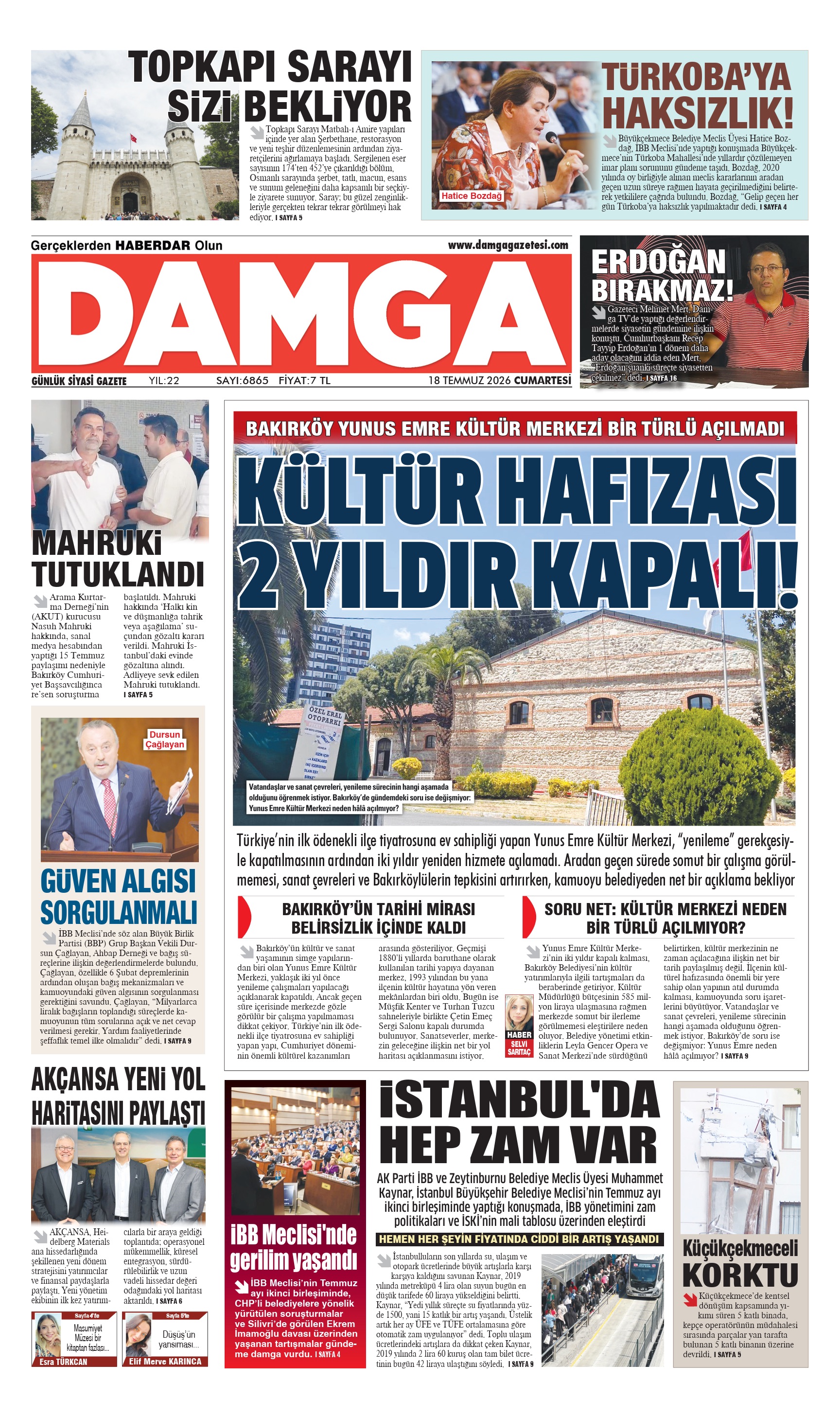 https://www.damgagazetesi.com/DAMGA 18 Temmuz Cumartesi Sayfaları