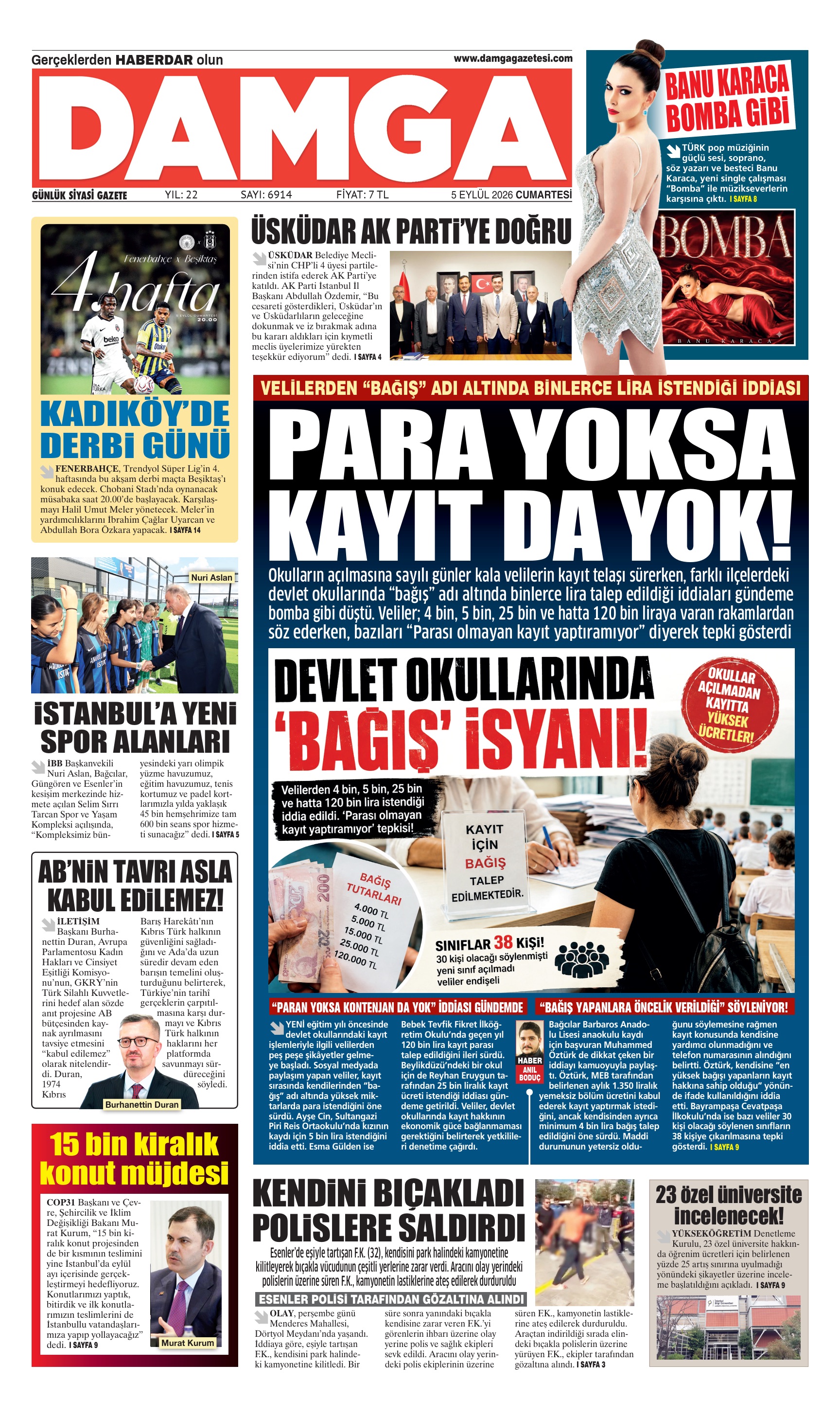 https://www.damgagazetesi.com/DAMGA 5 Eylül Cumartesi Sayfaları