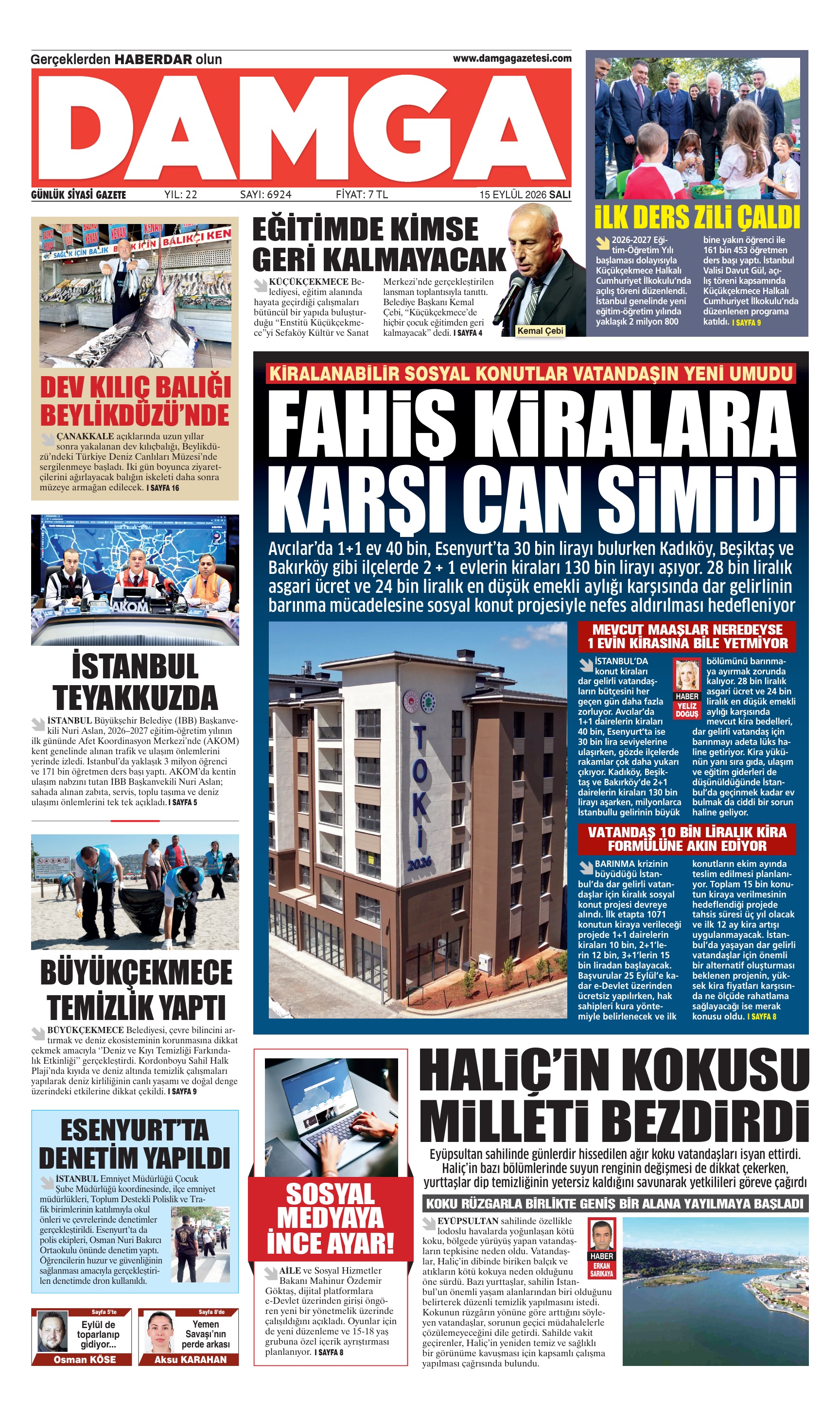 https://www.damgagazetesi.com/DAMGA 15 Eylül Salı Sayfaları